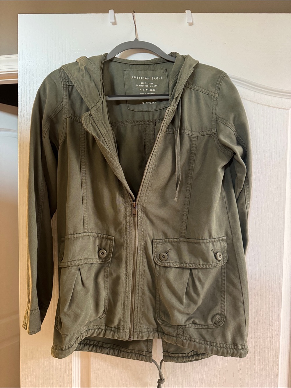 American Eagle Outfitters Olive Utility Hooded Jacket